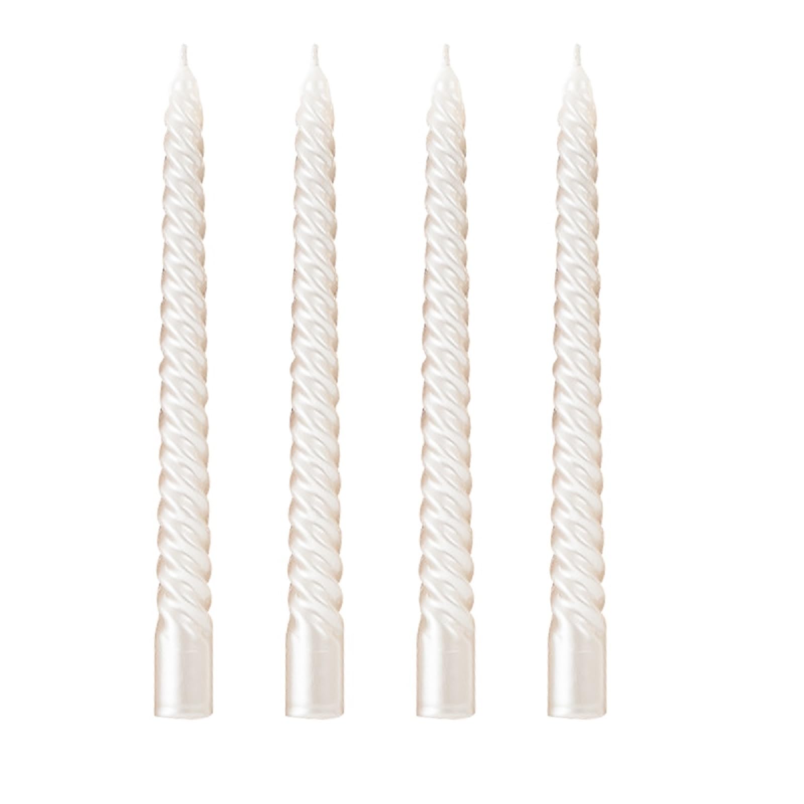 Berkebun White Spiral Taper Candles 10 inch -Set of 4 Tapered Candles, Dripless and Smokeless,Long Candle,Tall Candlesticks, Hom