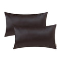 Brawarm Faux Leather Throw Pillow Covers 12 X 20 Inches - Seal Brown Leather Lumbar Pilow Covers Pack Of 2, Solid Dyed Leather P