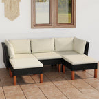 vidaXL Patio Lounge Set 5 Piece, Sectional Sofa for Outdoor Garden Yard, Patio Furniture with Cushions, Footrest, Farmhouse Modern Style