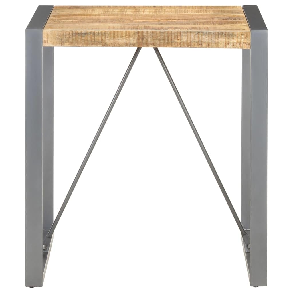 vidaXL Solid Rough Mango Wood Square Dining/Bistro Table with Steel Legs-Industrial Design-27.6&quot;x27.6&quot;x29.5&quot; for Kitchen/Dining Room