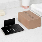 Chrunone Self-Adhesive Soap Dish For Shower, Aluminum Bar Soap Holder Dishes For Bathroom Black