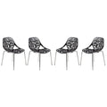 LeisureMod Modern Purple Dining Chair Set of 4 with Chromed Legs