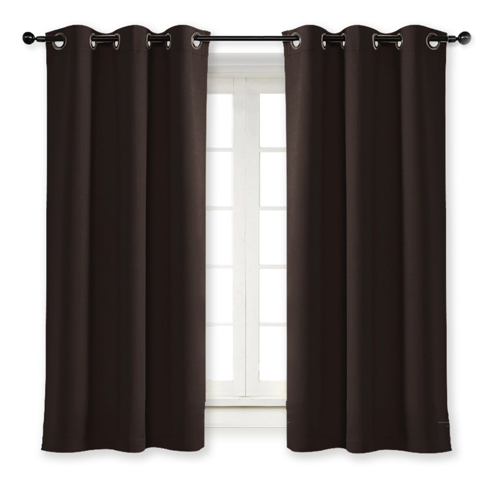 Nicetown Thermal Insulated Blackout Curtain And Drapery Triple Weave Soundproof Solid Ring Top Window Drape For Bedroom (Sold Individually, 42 Inches By 63 Inch, Toffee Brown)