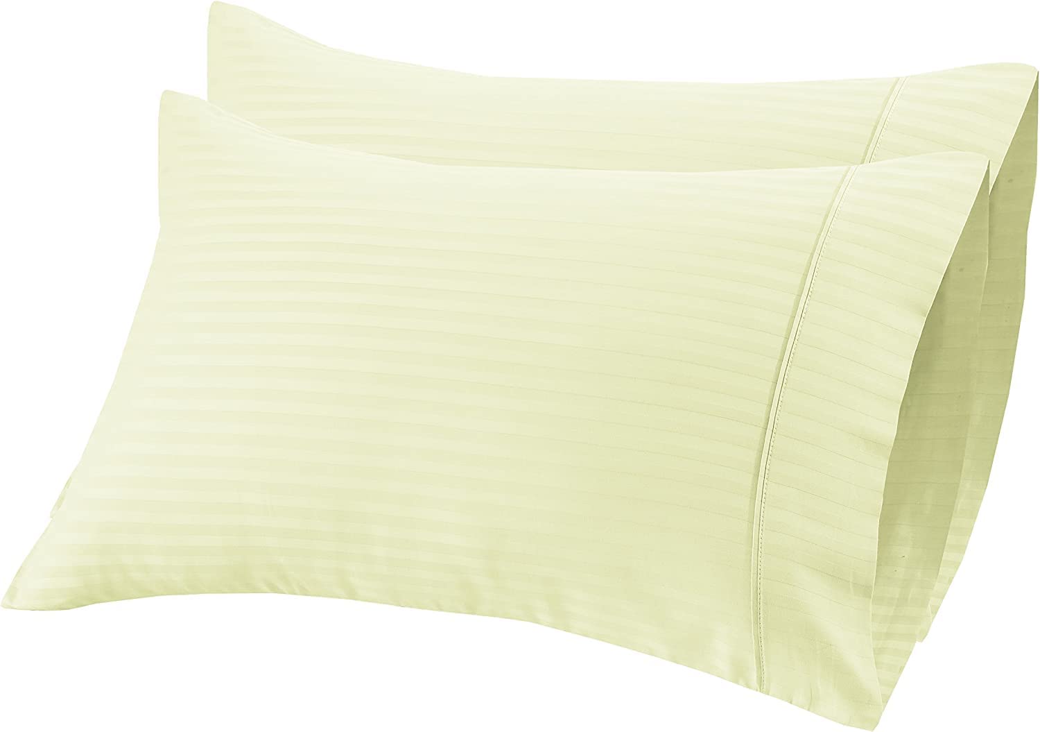 Shandreamz -100% Cotton Percale Pillowcases, Ivory Striped Hotel Quality, Bulk Pillowcases Pack Of 6, Cooling Satin Pillow Cover