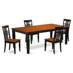 East West Furniture LGLG5-BCH-W 5 Piece Dining Room Furniture Set Includes a Rectangle Wooden Table with Butterfly Leaf and 4 Kitchen Dining Chairs, 42x84 Inch, Black & Cherry