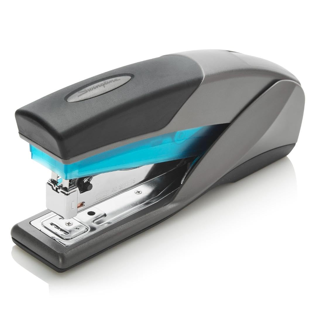 Swingline Stapler, 25 Sheet Capacity, Optima 25, Jam Free, Reduced Effort, Soft Grip, Blue And Gray (66404)