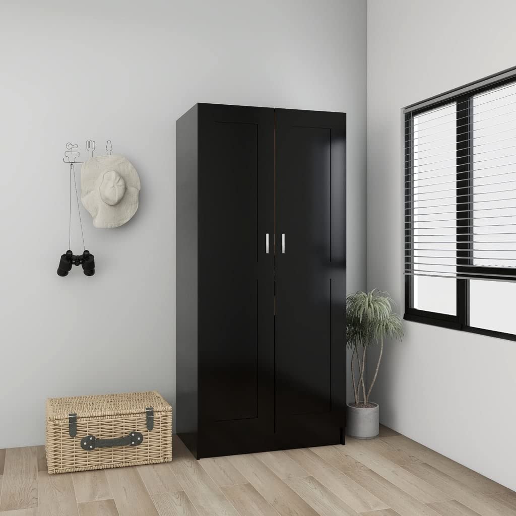 vidaXL Wardrobe Black 32.5&quot;x20.3&quot;x70.9&quot; Engineered Wood