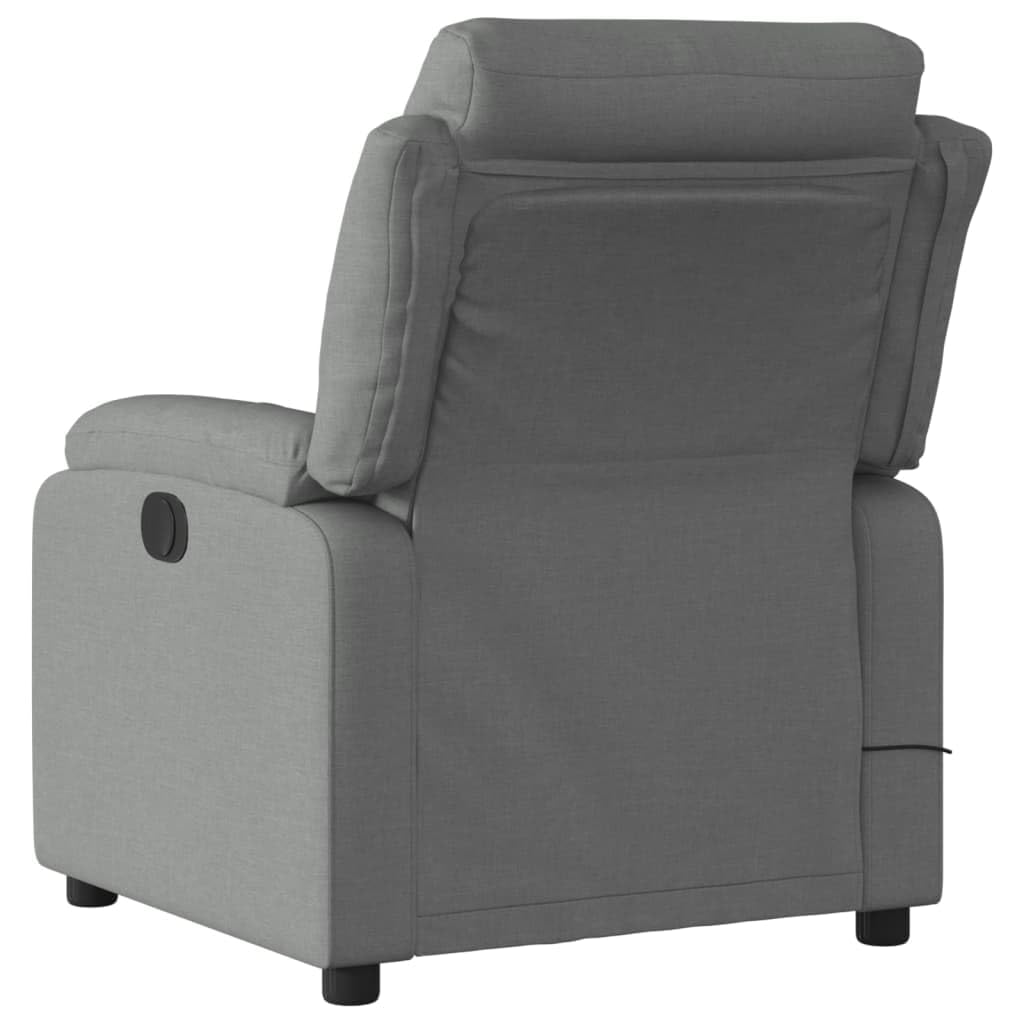 vidaXL Dark Gray Fabric Massage Recliner Chair – Manual Recline, 6-Point Vibrating Massage, Thick Padded Seat, Side Pocket, Solid Wood/Metal Frame, Ideal for Living Room/Bedroom