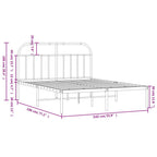 vidaXL Black Metal Bed Frame with Headboard - 53.9"x74.8", Traditional Powder-Coated Steel Construction, with Metal Slats and Center Legs, Extra Under-Bed Storage Space