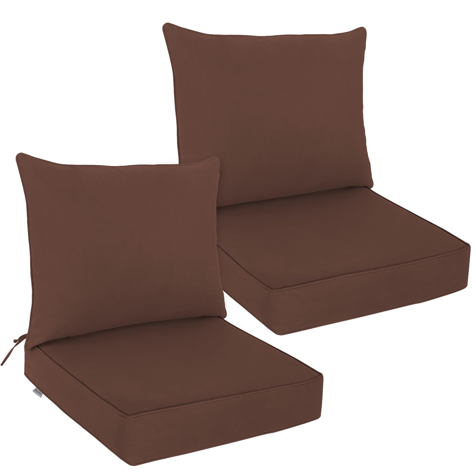 Eagle Peak Outdoor Deep Seat Patio Seat Cushion Set, 25 X 25 X 5 Inch, 2-Piece Back Chair Cushion, Set Of 2, Brown