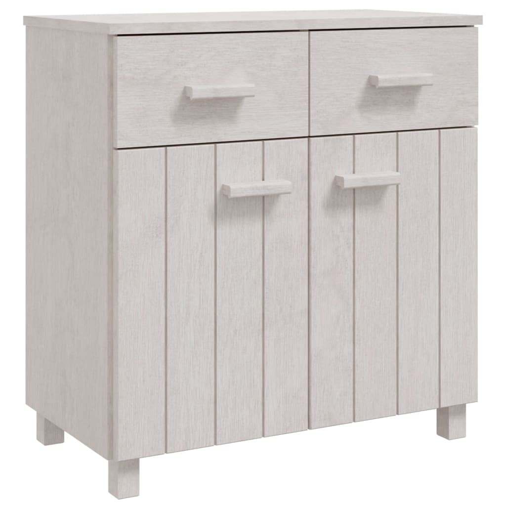 vidaXL HAMAR Solid Wood Highboard, Wooden Sideboard with Storage in White, 2 Doors and 2 Drawers, 31.1"x15.7"x31.5"