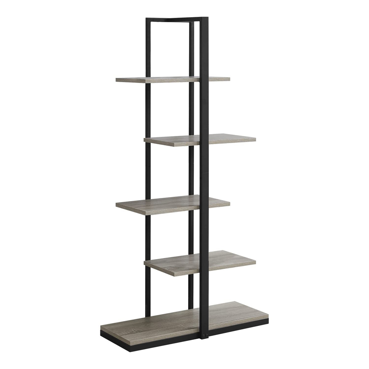 Monarch Specialties I Bookcase-60 H/Dark Taupe/Black Metal