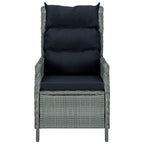 vidaXL 7 Piece Patio Dining Set with Reclining Chairs and Glass Tabletop - Outdoor Garden Furniture Set in Light Gray PE Rattan and Black Cushions