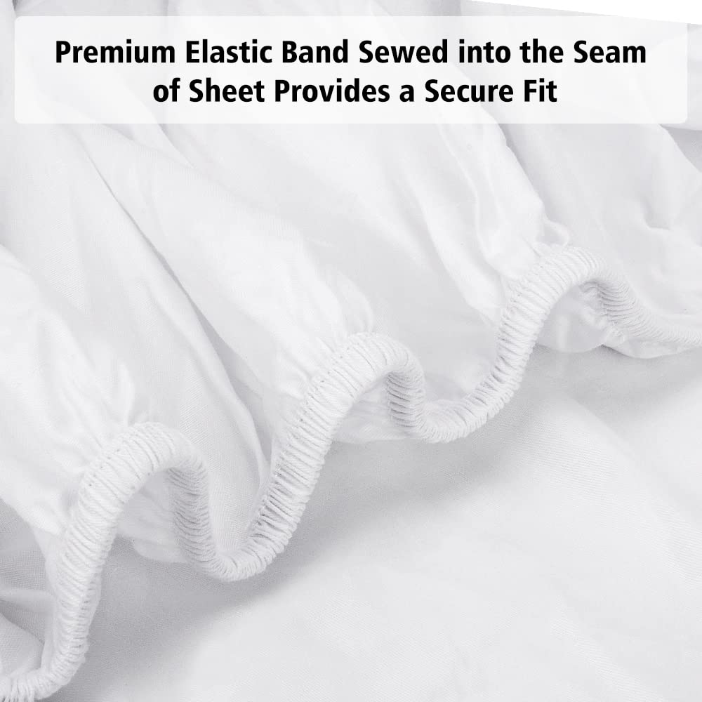 Lirex Fitted Sheet, Queen 100% Cotton 300 Thread Count Soft Breathable Fitted Sheet, White