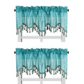 Solid Faux Silk Swag Waterfall Cascade Ascot Window Curtain Valance W/Tassels Trim 55' X18' Wave (2, Teal)