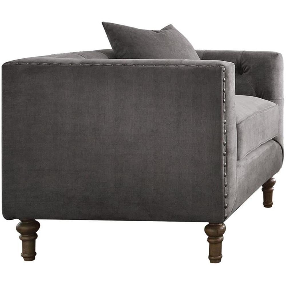 Acme Sidonia Chair (with 1 Pillow) in Gray Velvet