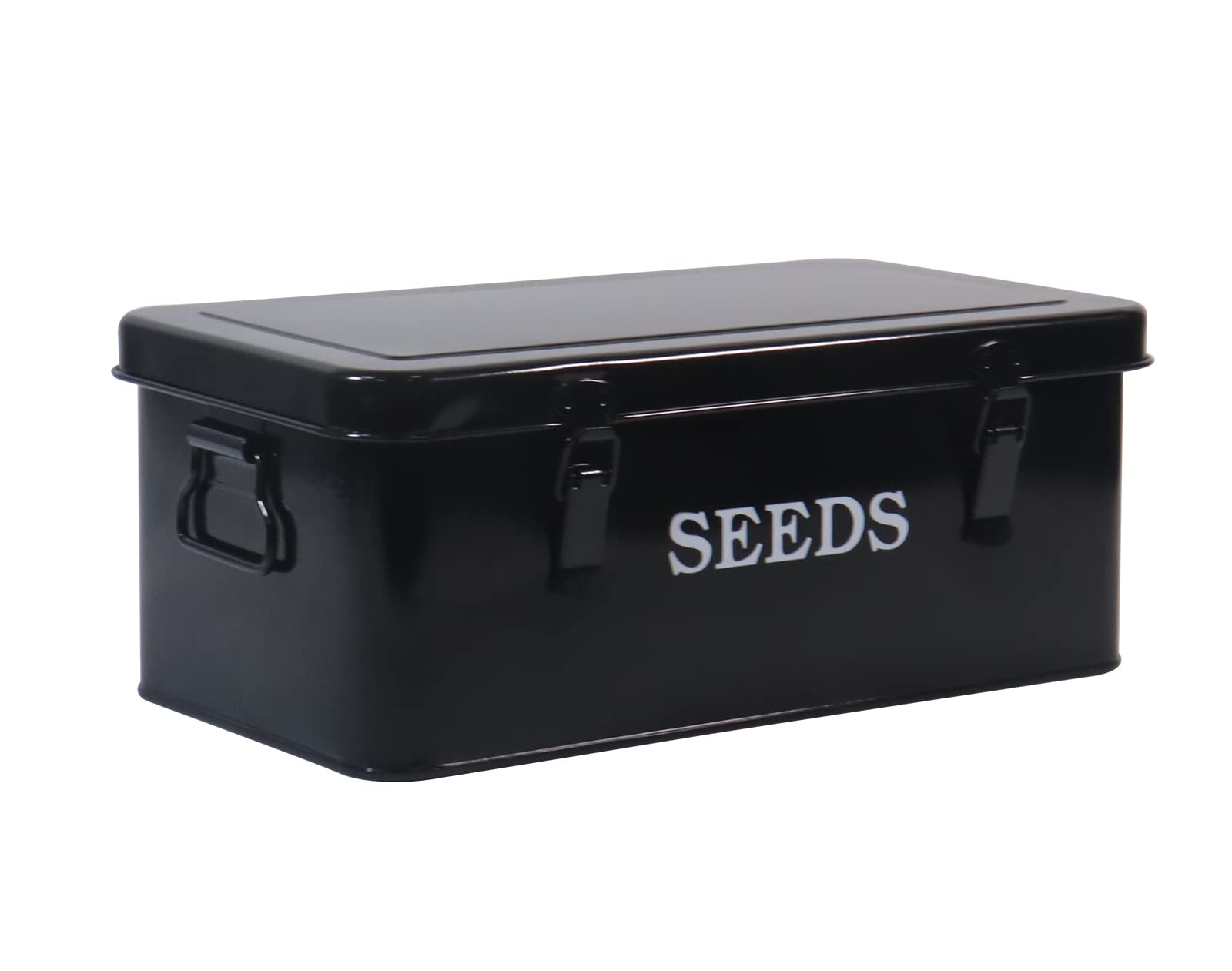 Xbopetda Seed Saving Box, Metal Seed Bin, Seed Storage Organizer Box, Seed Packet Container With Lid, 4 Dividers Seed Box With S
