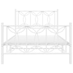 vidaXL Metal Bed Frame with Headboard/Footboard, White, 39.4"x78.7" - Steel, Durable, Extra Storage