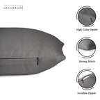 Cotton Canvas Throw Pillow Covers By Encasa Pack Of 2 Grey 12'X12' No Insert With Hidden Zipper | Decorative Cushion Covers Fo
