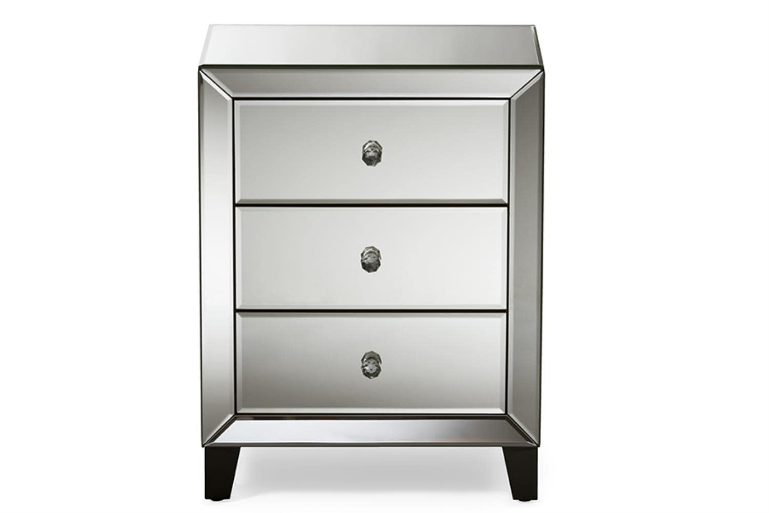 Baxton Studio Chevron End Table, Medium, Silver