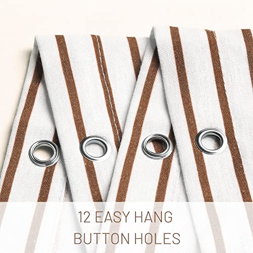 Awellife Khaki Shower Curtain For Bathroom Stripe Tassel Shower Curtain 72 X 72 Inches Apricot Farmhouse Linen