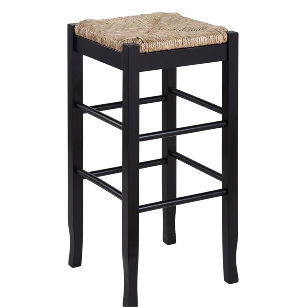 Boraam Square Rush Backless Kitchen Bar Stool  Black Brushed