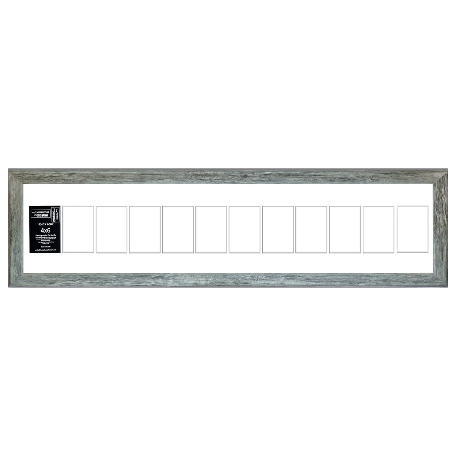 Creative Letter Art 4    x 6    Multiple Opening Picture Frame Collage with 12 holes, Hamptons Driftwood Grey Frame with 10 x 50