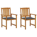 vidaXL Farmhouse Acacia Wood Patio Chairs with Cushions- Sturdy Outdoor Seating for Patio, Backyard, and Garden