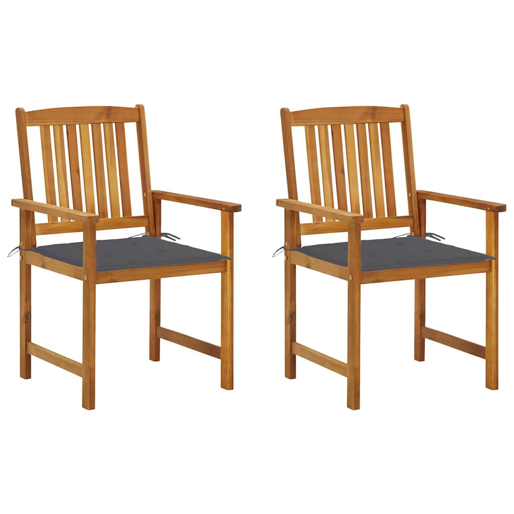 vidaXL Farmhouse Acacia Wood Patio Chairs with Cushions- Sturdy Outdoor Seating for Patio, Backyard, and Garden