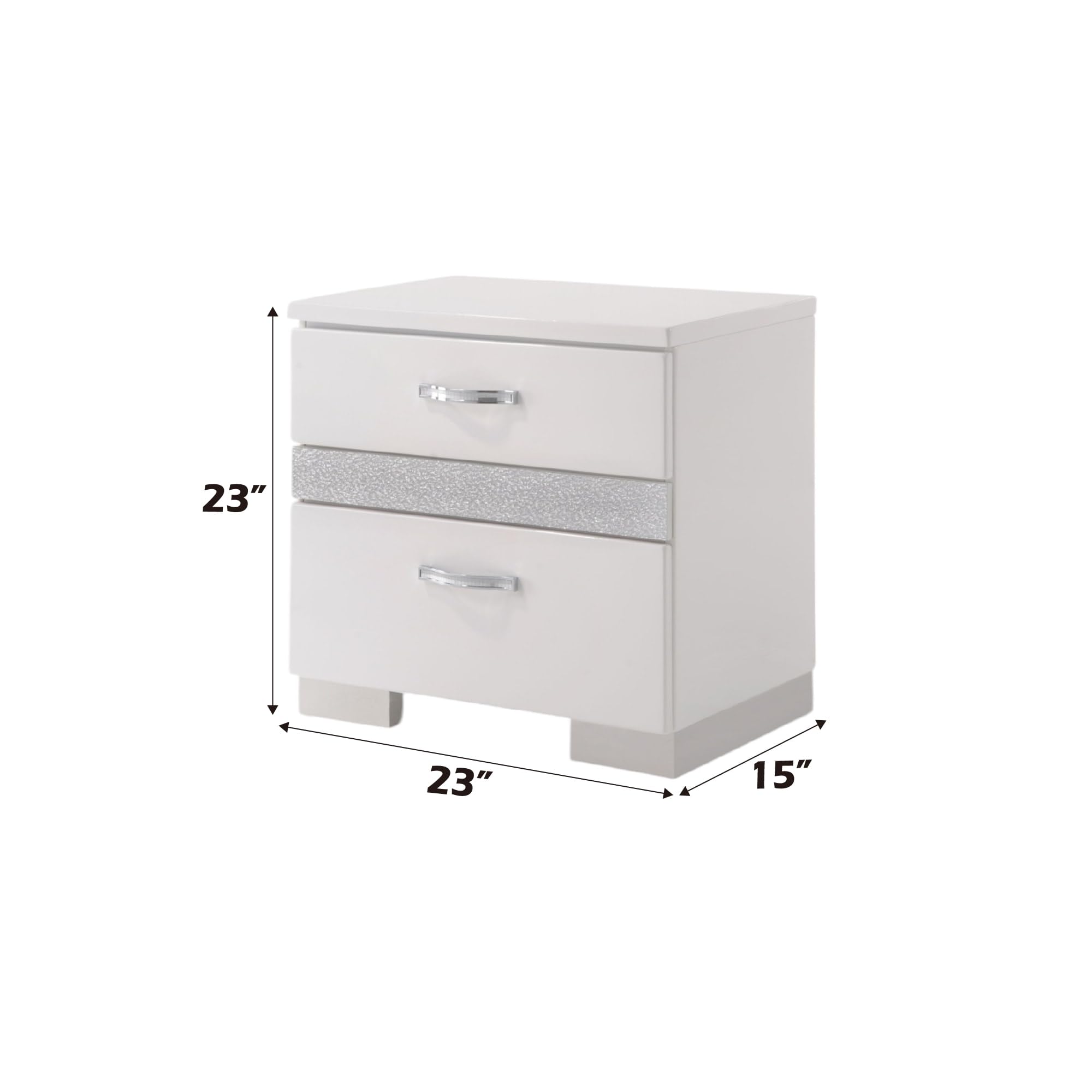 Acme Naima Ii Wood And Metal 2-Drawers Bedroom Nightstand In White