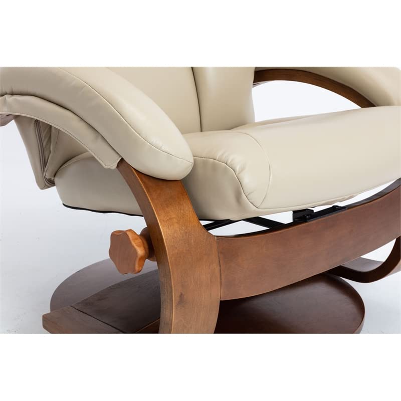 Relax-R Montreal Recliner and Ottoman in Cobble Air Leather