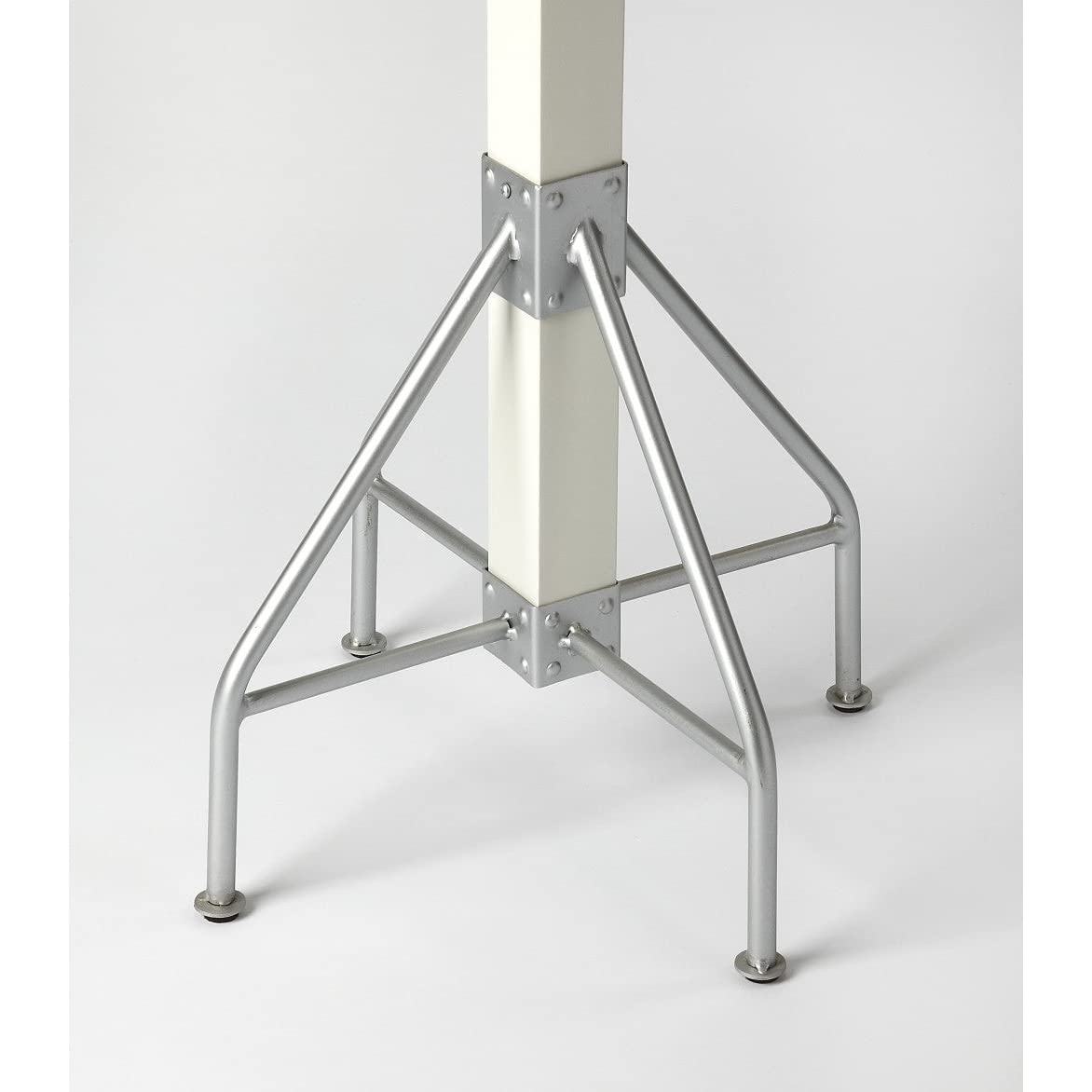 HomeRoots White, Silver Iron, Mango Wood Solids Logan Square White & Silver Coat Rack Tree