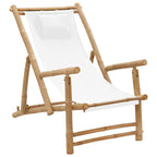 vidaXL Cream White Adjustable Deck Chair - Bamboo and Durable Canvas Material - Foldable Design for Easy Storage - Ideal for Garden, Patio, and Terrace