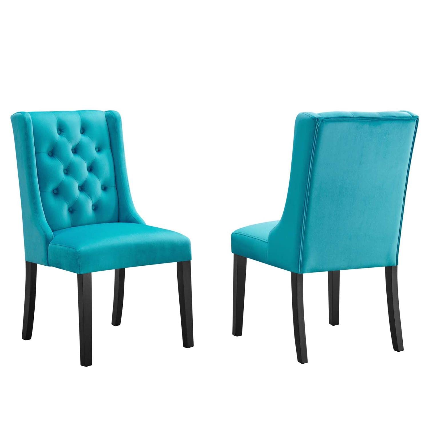 Modway Baronet 20&Quot; Tufted Velvet Dining Chairs In Blue/Black (Set Of 2)