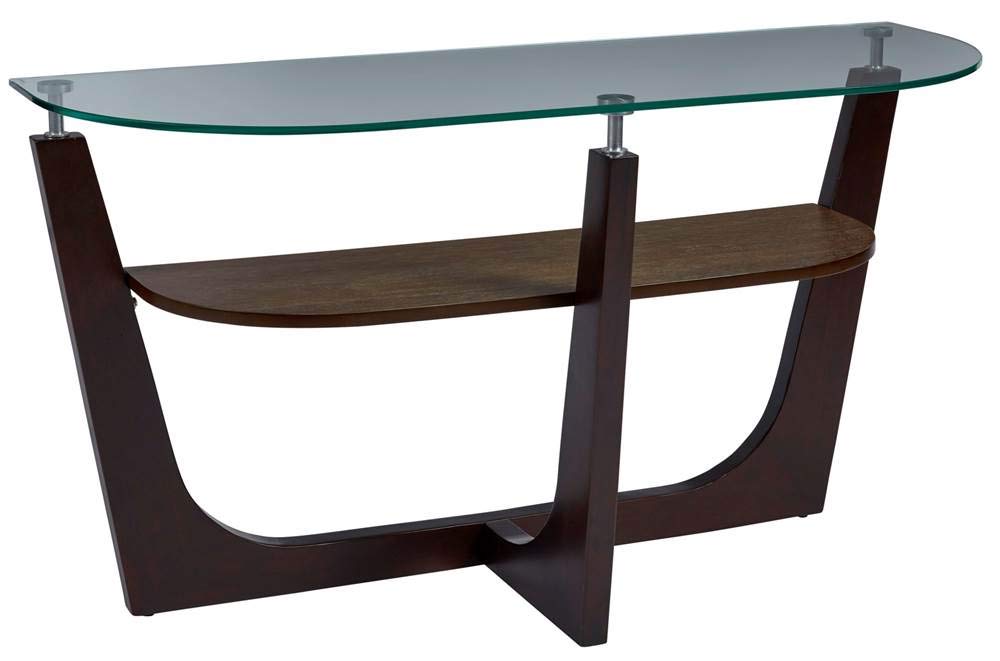 Progressive Furniture Four-Points Glass Top Sofa Console Table, Espresso