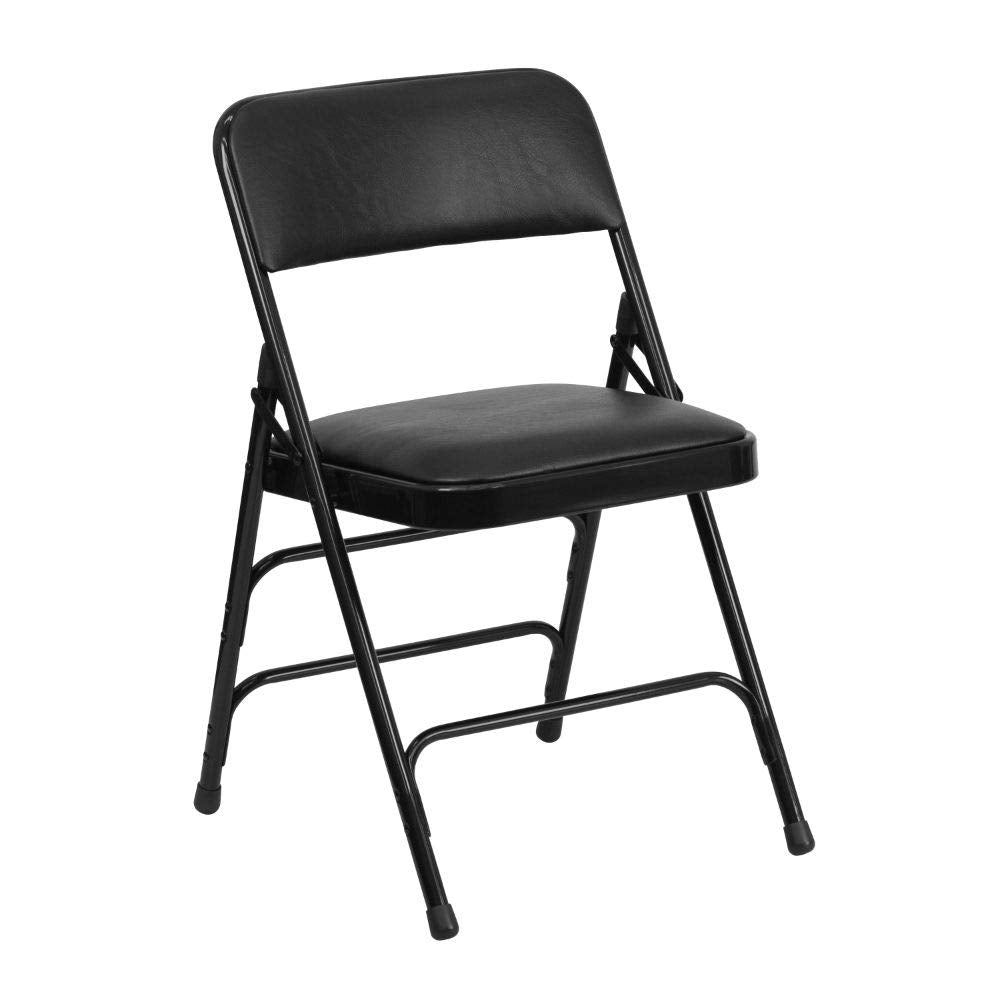 Flash Furniture Hercules Series Metal Folding Chairs With Padded Seats | Set Of 2 Black Metal Folding Chairs