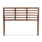 Baxton Studio Salome Mid-Century Modern Walnut Brown Finished Wood Full Size Open Slat Headboard