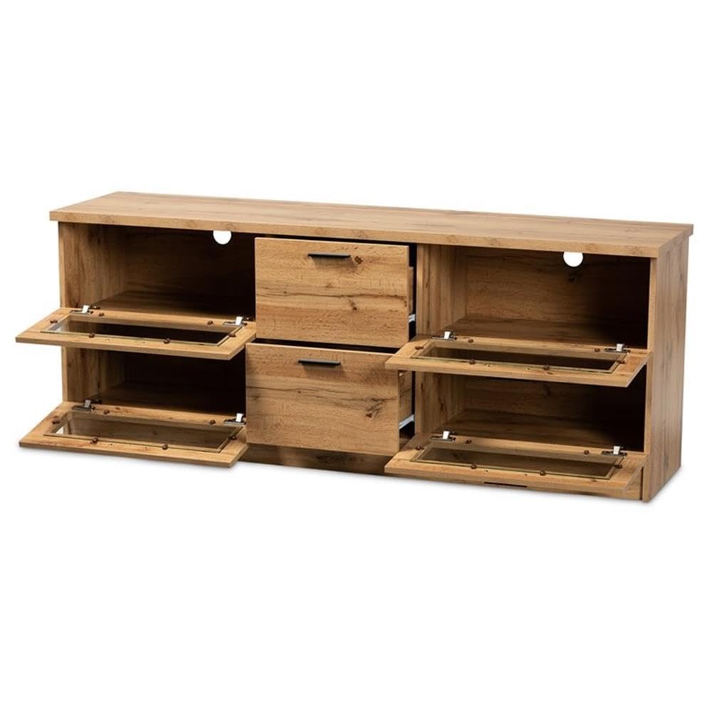 Baxton Studio Adelino Modern and Contemporary Oak Brown Finished Wood 2-Drawer TV Stand