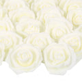 Artificial Rose Flowers, 100 pcs Foam Rose Bulk Ivory Fake flower heads for DIY Wedding Bouquets Rose Wall kissing balls Bridal 