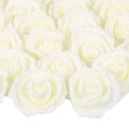 Artificial Rose Flowers, 100 pcs Foam Rose Bulk Ivory Fake flower heads for DIY Wedding Bouquets Rose Wall kissing balls Bridal 