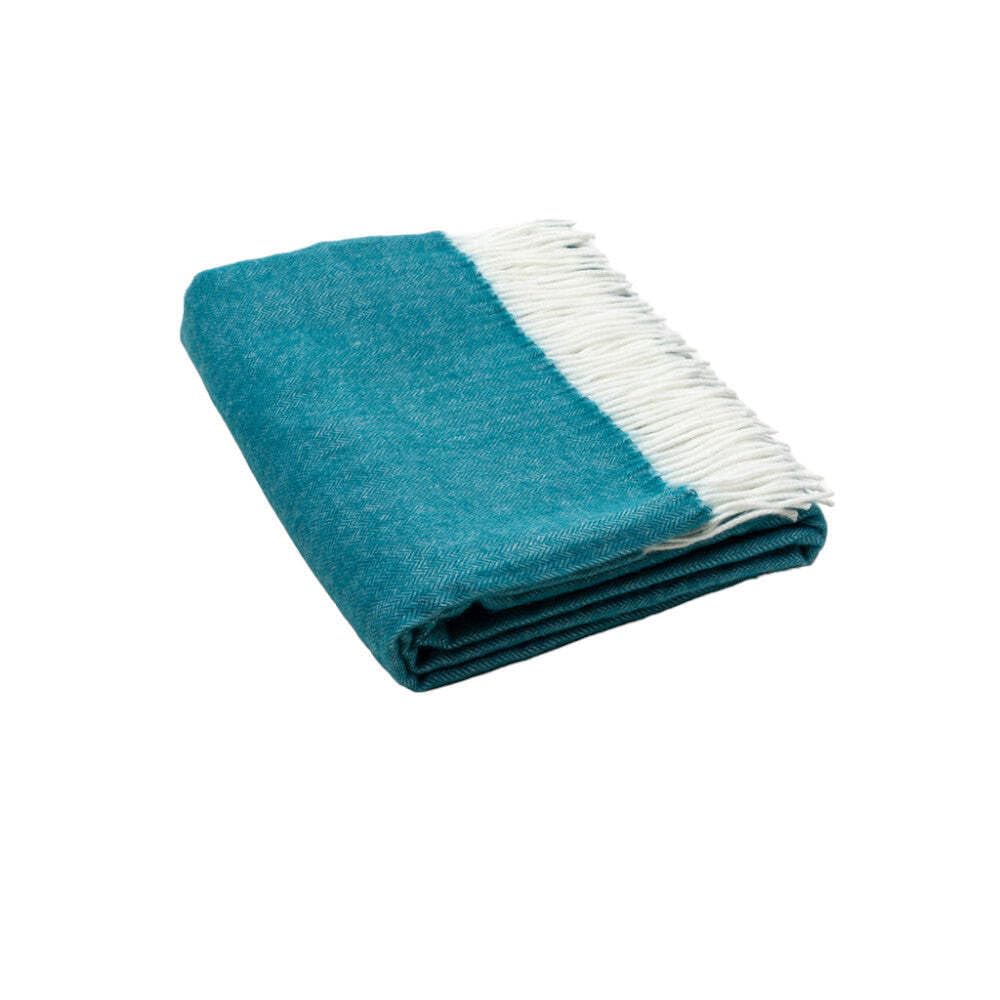 HomeRoots Dark Teal Soft Acrylic Herringbone Throw Blanket
