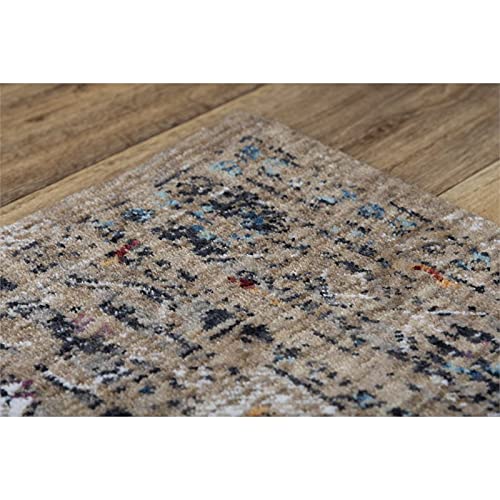 Sanction 8' X 10' Abstract Beige/White/Brown/Multi Color Power-Loomed Area Rug