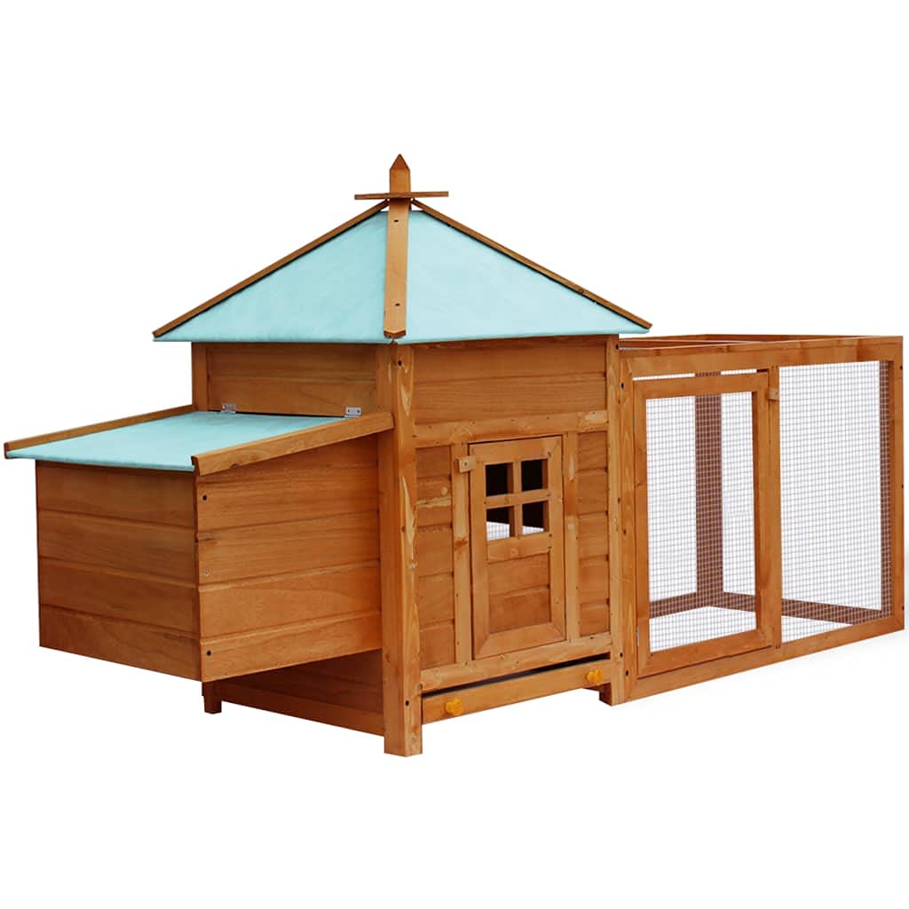 Vidaxl Outdoor Chicken Coop - Deluxe Chicken House With Nesting Box And Large Running Box, Made Out Of Premium Treated Wood, Equ