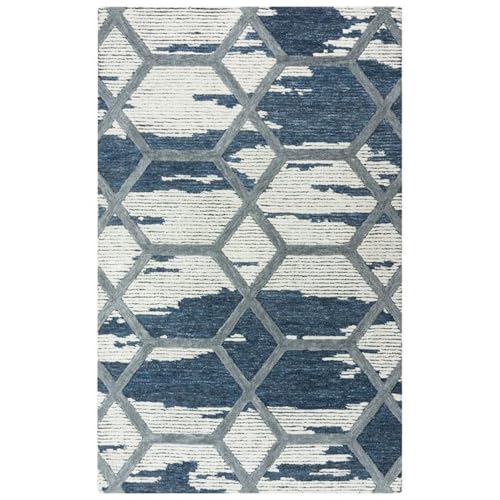 Rizzy Home Alora Decor Honey 5'X7'6" Geometric Blue/Ivory Hand-Tufted Area Rug