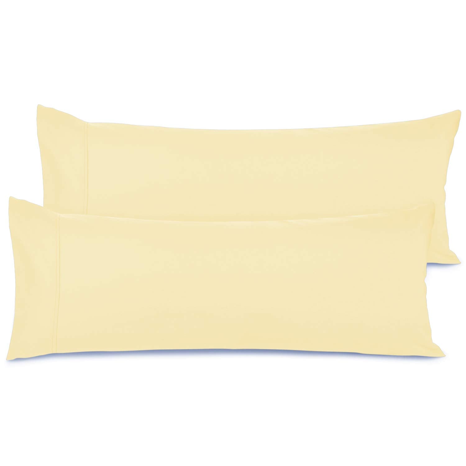 Nestl Body Pillow Cover - Soft Body Pillow Pillowcase - Lightweight Custard Yellow Pillowcase - Microfiber Body Pillow Case Cover - 20X54 Inches - Envelope Closure, Set Of 2