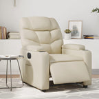 vidaXL Electric Massage Recliner Chair - Upholstered Armchair, Faux Leather, Cream - Adjustable Lounge Seating with Vibration Massage, Cup Holders for Living Room, 3206056