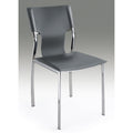 Creative Images Dining Leather with Protective Coating Chair, Chrome Legs, Set of 4 Open Side Chairs Grey Grey Finish Metal