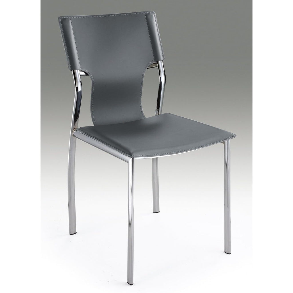 Creative Images Dining Leather with Protective Coating Chair, Chrome Legs, Set of 4 Solid Back Dining Chairs Brown N/A Leather