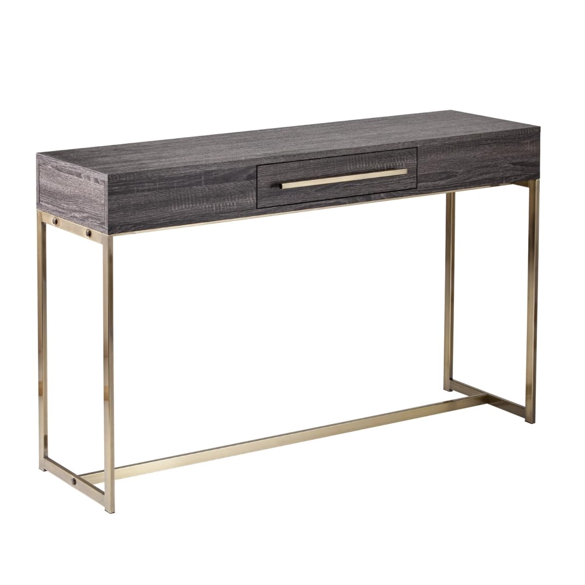 HomeRoots 402406 48 in. Sled Console Table with Storage Gray & Gold