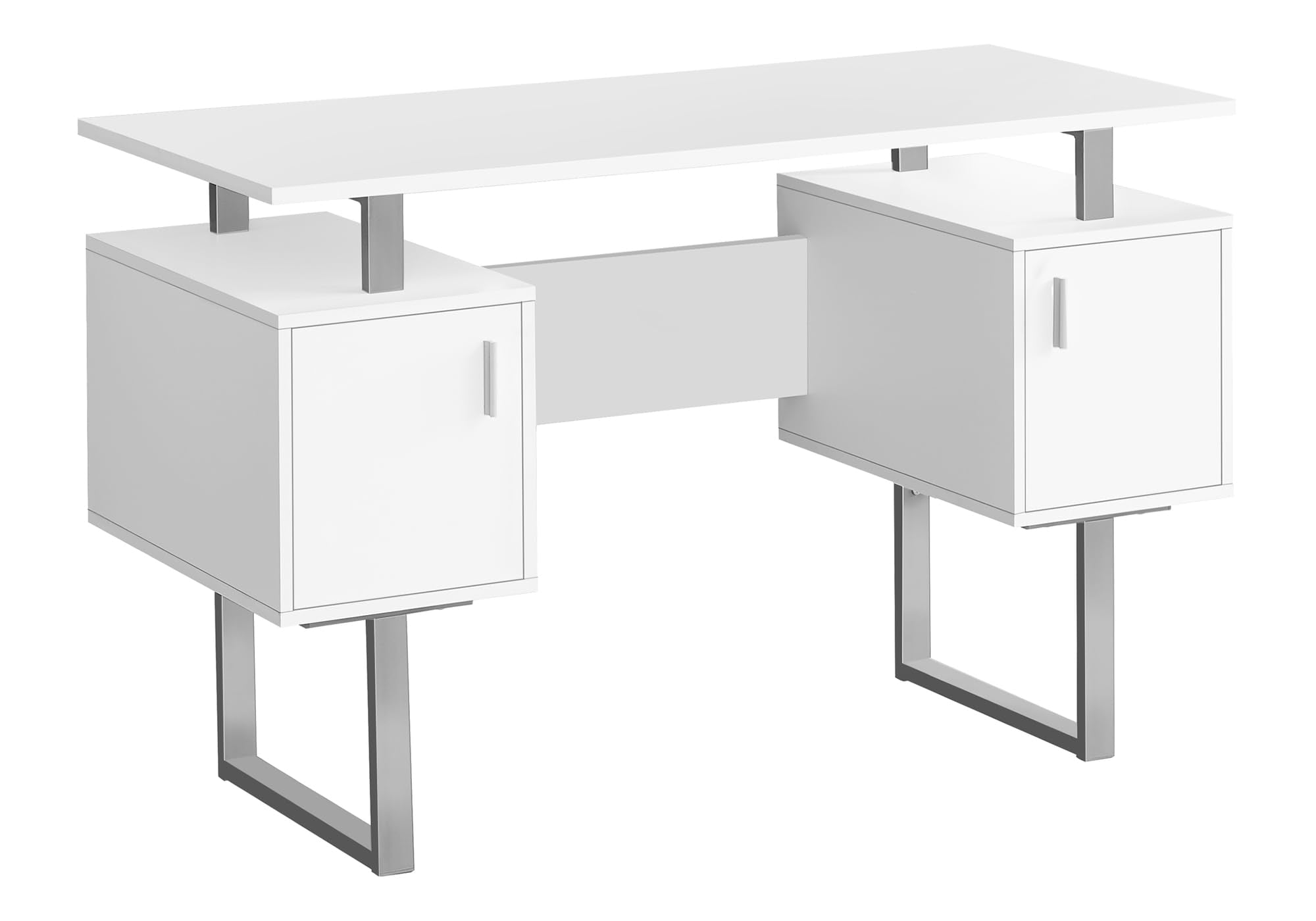 Monarch Specialties 7605 Computer Desk, Home Office, Laptop, Storage, 48&Quot; L, Work, Metal, Laminate, White, Grey, Contemporary, Modern Desk-48 L Silver, 47.75&Quot; L X 20&Quot; W X 30&Quot; H